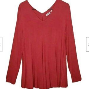 LOGO Lori Goldstein Top Sz M Orange Rust Womens